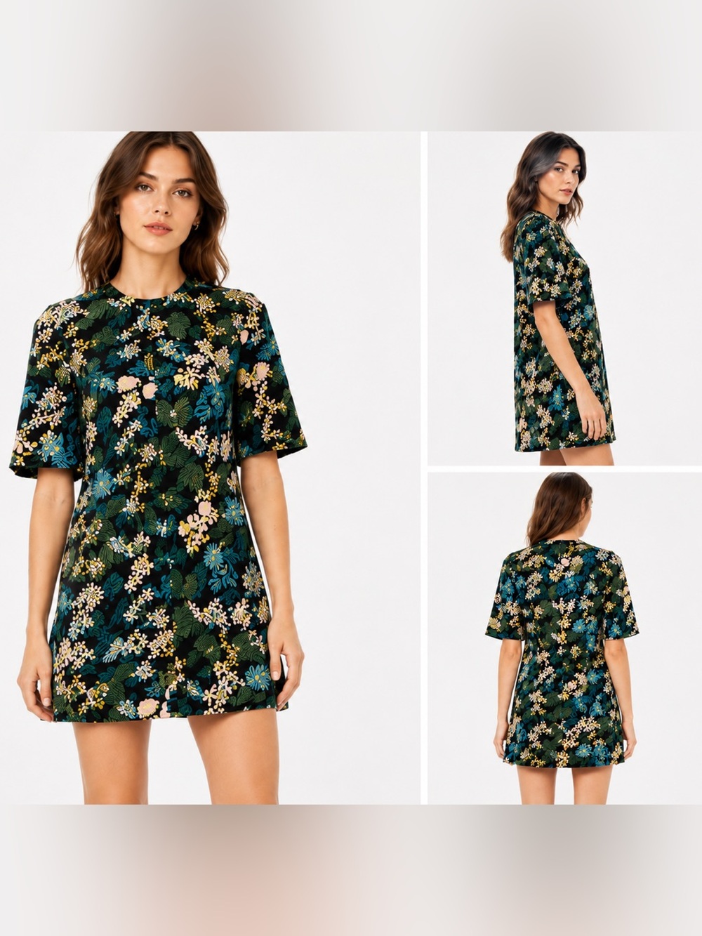 NWT | Maje Rimbaud Crepe Floral Short Sleeve Mini Dress